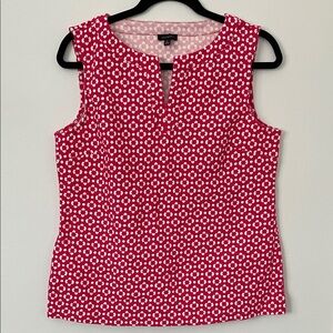 Talbots Deep Pink and White Sleeveless V Neck Top Size M